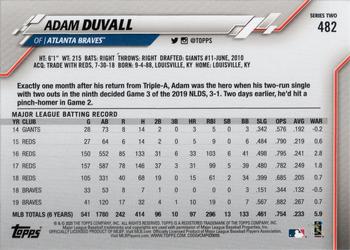 2020 Topps #482 Adam Duvall Back