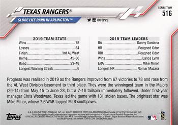 2020 Topps #516 Texas Rangers Back
