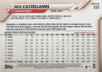 2020 Topps #533 Nick Castellanos Back