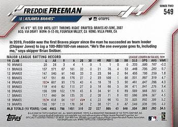 2020 Topps #549 Freddie Freeman Back