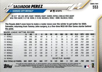2020 Topps #553 Salvador Perez Back