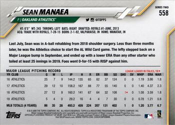 2020 Topps #558 Sean Manaea Back