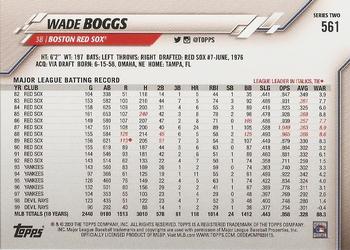 2020 Topps #561 Wade Boggs Back