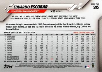 2020 Topps #595 Eduardo Escobar Back