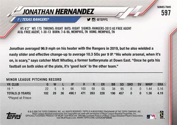 2020 Topps #597 Jonathan Hernandez Back