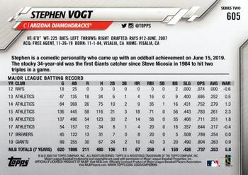 2020 Topps #605 Stephen Vogt Back