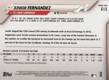2020 Topps #615 Junior Fernandez Back