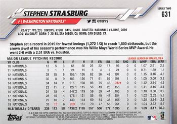 2020 Topps #631 Stephen Strasburg Back