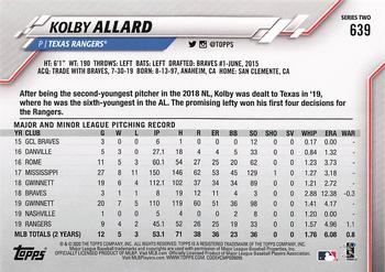2020 Topps #639 Kolby Allard Back