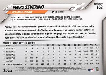 2020 Topps #652 Pedro Severino Back