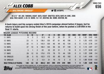 2020 Topps #656 Alex Cobb Back