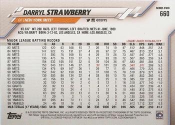 2020 Topps #660 Darryl Strawberry Back