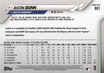 2020 Topps #661 Justin Dunn Back