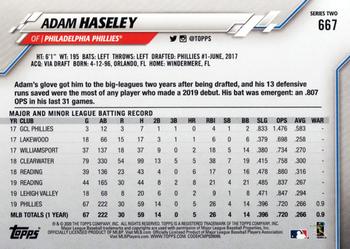 2020 Topps #667 Adam Haseley Back