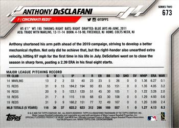 2020 Topps #673 Anthony DeSclafani Back