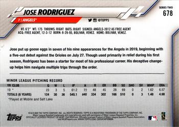 2020 Topps #678 Jose Rodriguez Back