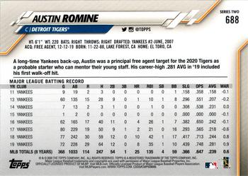 2020 Topps #688 Austin Romine Back
