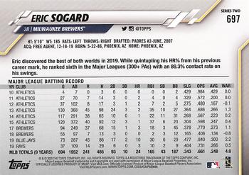 2020 Topps #697 Eric Sogard Back