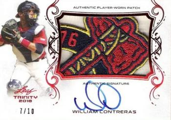 2018 Leaf Trinity - Patch Autographs Red #PA-WC1 William Contreras Front