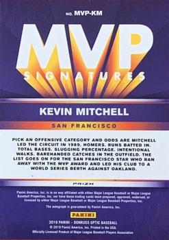 2019 Donruss Optic - MVP Signatures #MVP-KM Kevin Mitchell Back