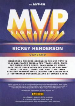 2019 Donruss Optic - MVP Signatures #MVP-RH Rickey Henderson Back