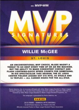 2019 Donruss Optic - MVP Signatures #MVP-WM Willie McGee Back