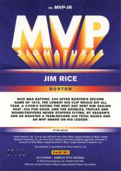 2019 Donruss Optic - MVP Signatures Gold #MVP-JR Jim Rice Back
