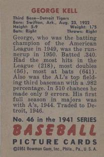 1951 Bowman #46 George Kell Back