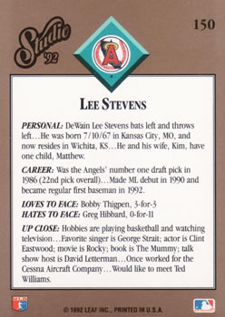 1992 Studio #150 Lee Stevens Back