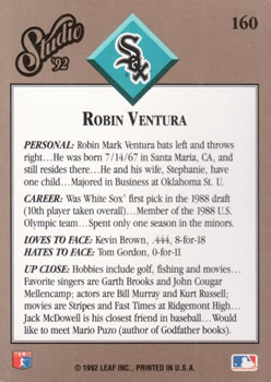 1992 Studio #160 Robin Ventura Back