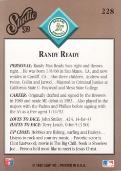 1992 Studio #228 Randy Ready Back