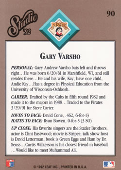 1992 Studio #90 Gary Varsho Back