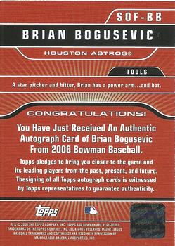 2006 Bowman - Signs of the Future #SOF-BB Brian Bogusevic Back