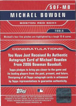 2006 Bowman - Signs of the Future #SOF-MB Michael Bowden Back