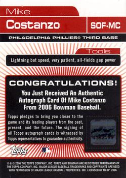 2006 Bowman - Signs of the Future #SOF-MC Mike Costanzo Back