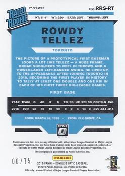 2019 Donruss Optic - Rated Rookies Signatures Blue #RRS-RT Rowdy Tellez Back