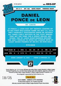 2019 Donruss Optic - Rated Rookies Signatures Light Blue #RRS-DP Daniel Ponce de Leon Back