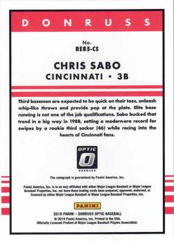 2019 Donruss Optic - Retro 1985 Signatures #RE85-CS Chris Sabo Back