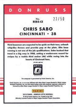 2019 Donruss Optic - Retro 1985 Signatures Blue #RE85-CS Chris Sabo Back