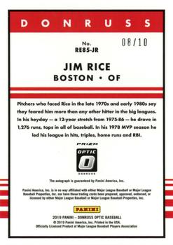 2019 Donruss Optic - Retro 1985 Signatures Blue #RE85-JR Jim Rice Back