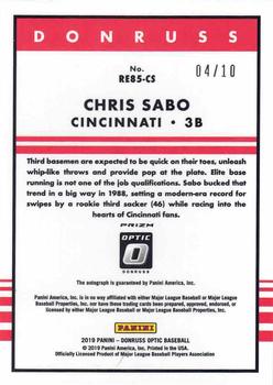 2019 Donruss Optic - Retro 1985 Signatures Gold #RE85-CS Chris Sabo Back
