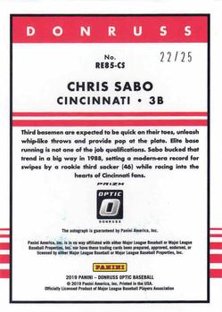 2019 Donruss Optic - Retro 1985 Signatures Red #RE85-CS Chris Sabo Back