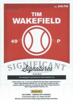 2019 Donruss Optic - Significant Signatures Holo #SIG-TW Tim Wakefield Back