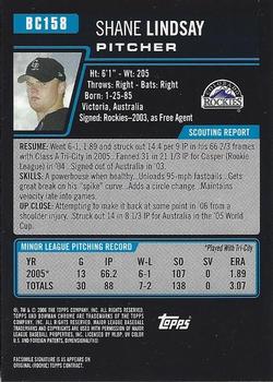 2006 Bowman Chrome - Prospects #BC158 Shane Lindsay Back