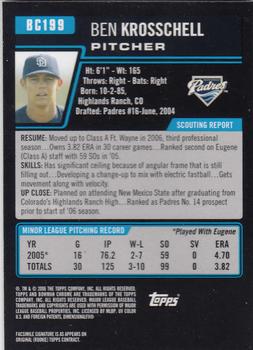 2006 Bowman Chrome - Prospects #BC199 Ben Krosschell Back