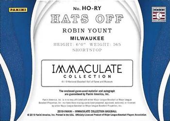 2019 Panini Immaculate Collection - Hats Off Red #HO-RY Robin Yount Back