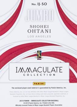 2019 Panini Immaculate Collection - Immaculate Jumbo Batting Glove #IJ-SO Shohei Ohtani Back