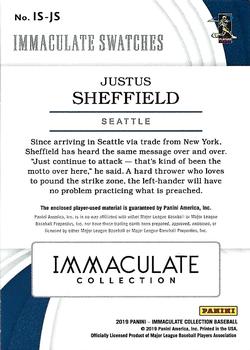 2019 Panini Immaculate Collection - Immaculate Swatches Laundry Tag #IS-JS Justus Sheffield Back