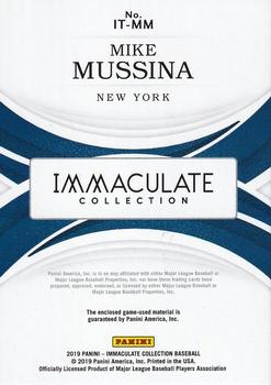 2019 Panini Immaculate Collection - Immaculate Triples Blue #IT-MM Mike Mussina Back