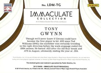 2019 Panini Immaculate Collection - Legends Dual Materials #LDM-TG Tony Gwynn Back